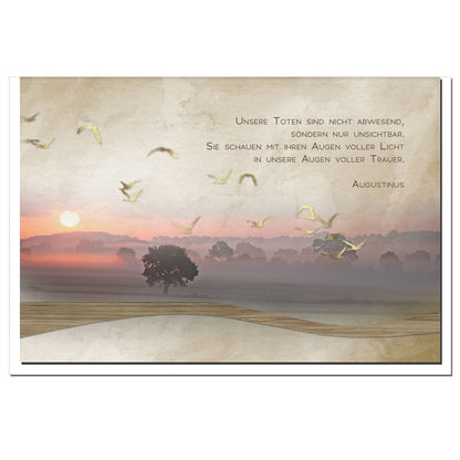 Trauerkarte ZUVERSICHT - Möwen im Sonnenuntergang - metALUm # 1201098