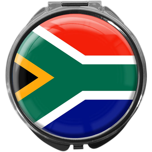 metALUm Pillendose mit Spiegel rund Metall 3 Fächer FLAGGE SÜDAFRIKA #0076