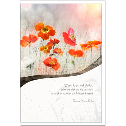 Trauerkarte ERINNERUNG - Mohnblüten - metALUm # 3300023