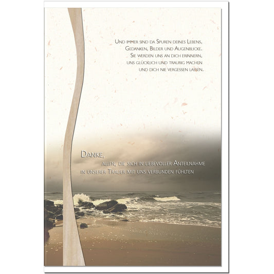 Trauer Danksagungskarten Motiv Brandung 5er Set mit weißen Umschlägen