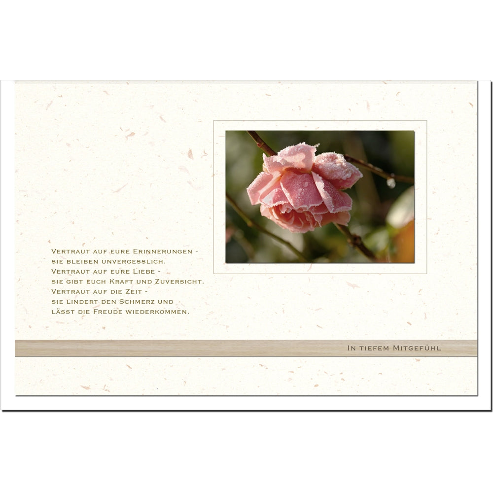 Trauerkarte ERINNERUNG - Verblühte Rose - metALUm #00569