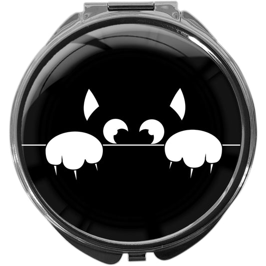 metALUm Pillendose mit Spiegel rund Metall 3 Fächer KATZE #1186