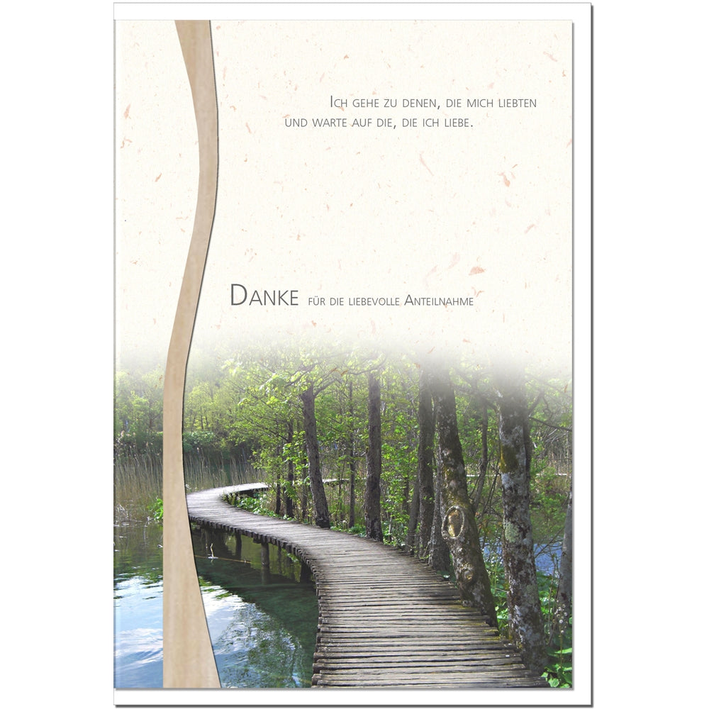 Trauer Danksagungskarten Motiv Steg am See im 5er Set mit weißen Umschlägen
