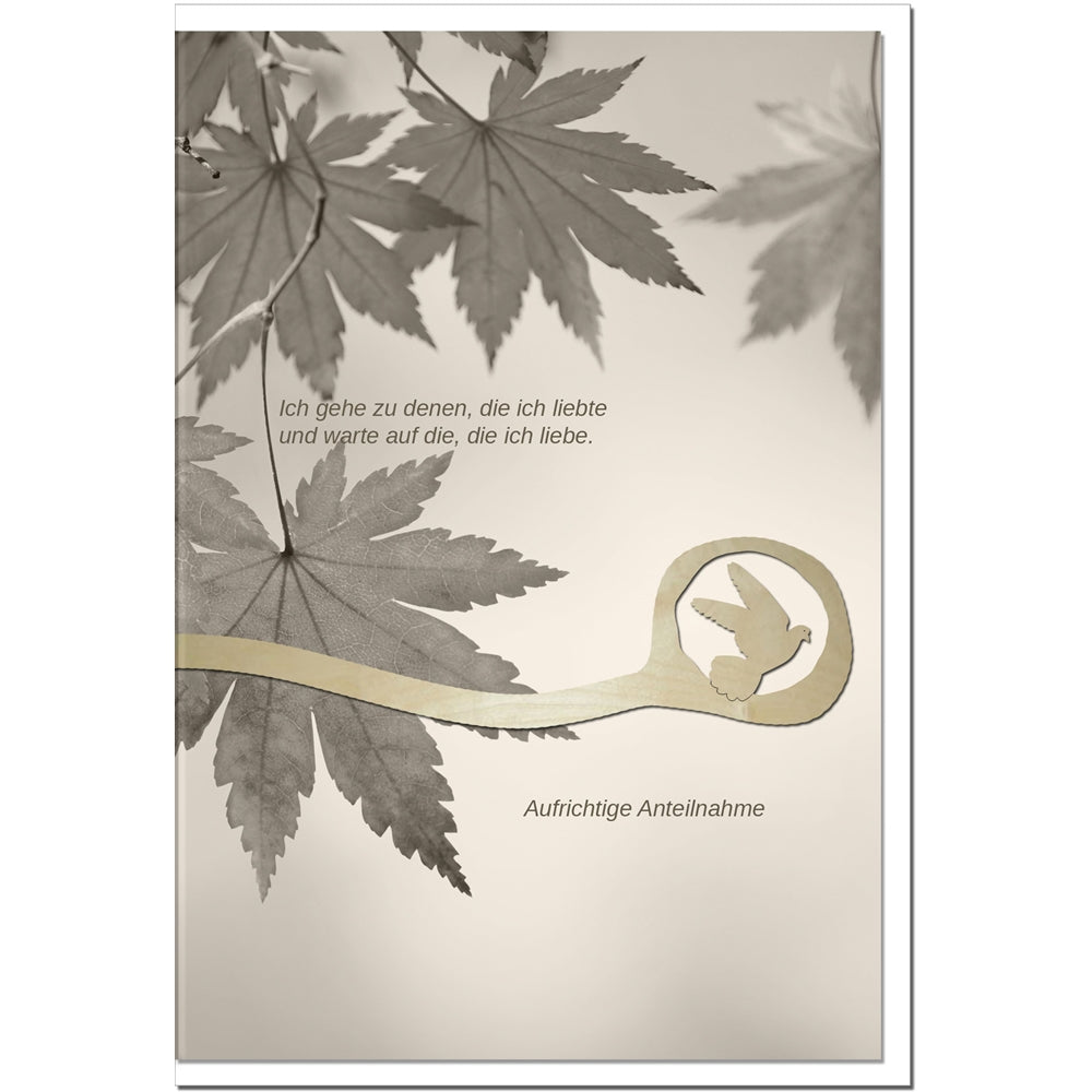 Trauerkarte VORAUSGEGANGEN - Taube - metALUm #00574