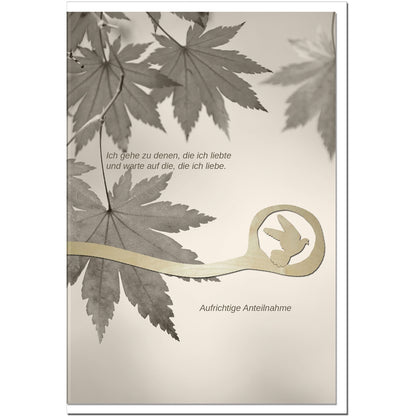 Trauerkarte VORAUSGEGANGEN - Taube - metALUm #00574