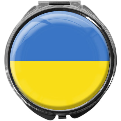 metALUm Pillendose mit Spiegel rund Metall 3 Fächer FLAGGE UKRAINE #0070