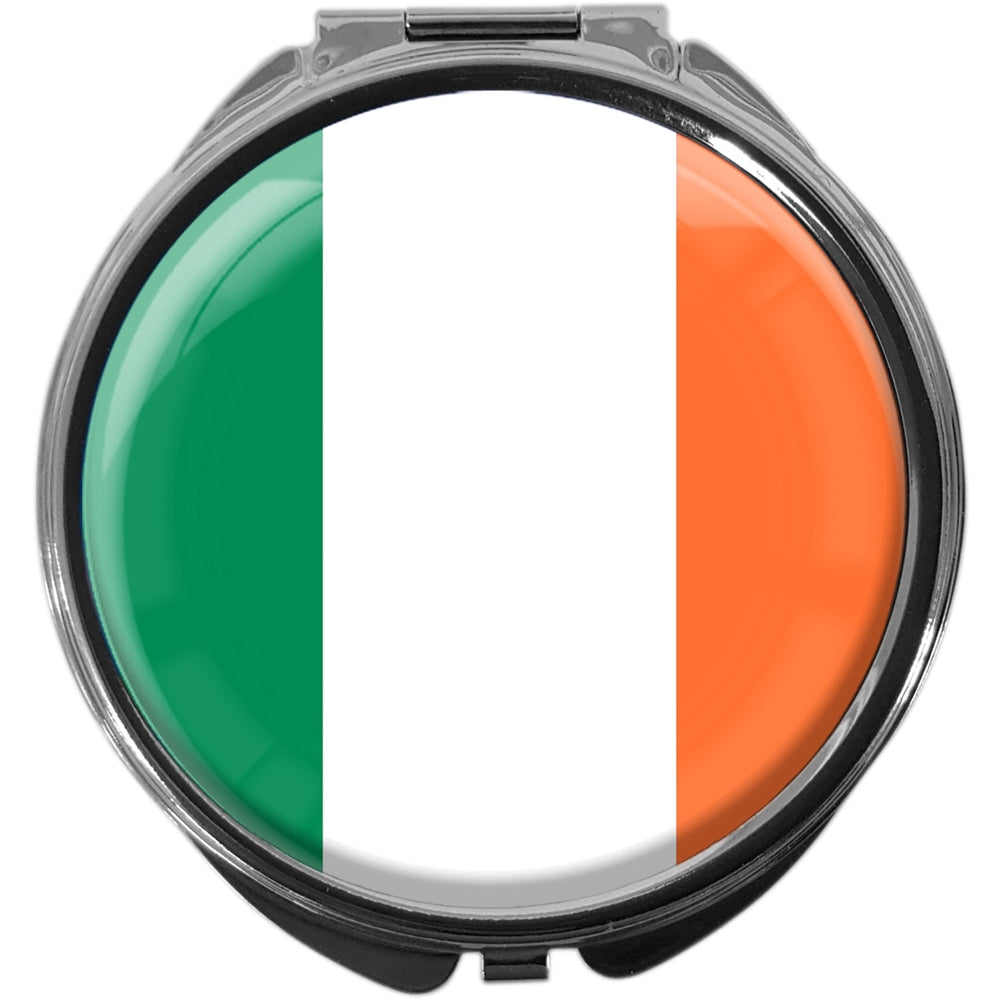 metALUm Pillendose mit Spiegel rund Metall 3 Fächer FLAGGE IRLAND #0047