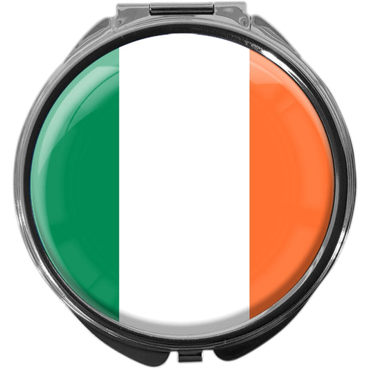 metALUm Pillendose mit Spiegel rund Metall 3 Fächer FLAGGE IRLAND #0047