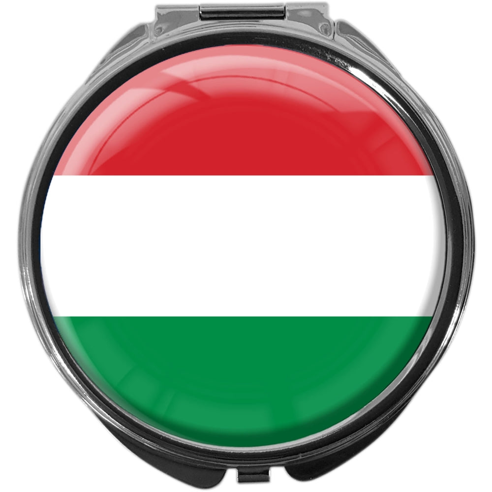metALUm Pillendose mit Spiegel rund Metall 3 Fächer FLAGGE UNGARN #0054