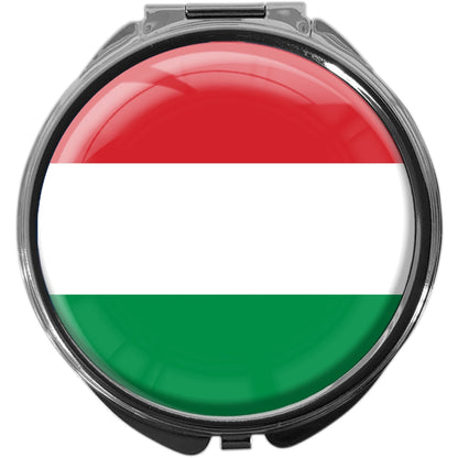 metALUm Pillendose mit Spiegel rund Metall 3 Fächer FLAGGE UNGARN #0054