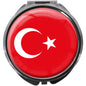 metALUm Pillendose mit Spiegel rund Metall 3 Fächer FLAGGE TÜRKEI #0005