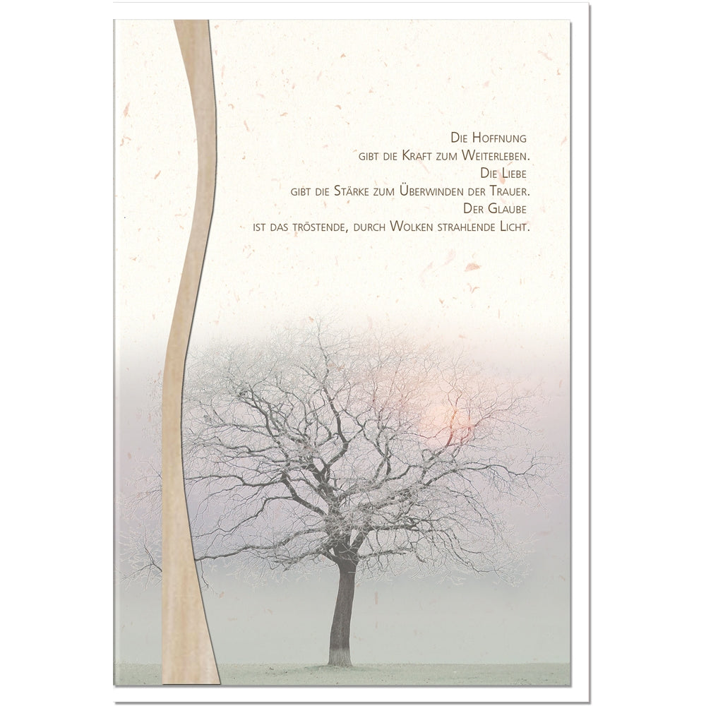 Kondolenzkarte HOFFNUNG - Baum im Nebel - metALUm #01411