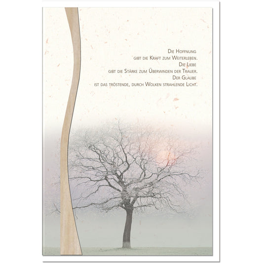 Kondolenzkarte HOFFNUNG - Baum im Nebel - metALUm #01411