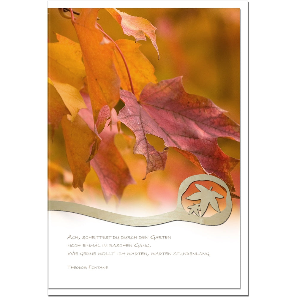Trauerkarte SEHNSUCHT -Herbstlaub - metALUm #01542