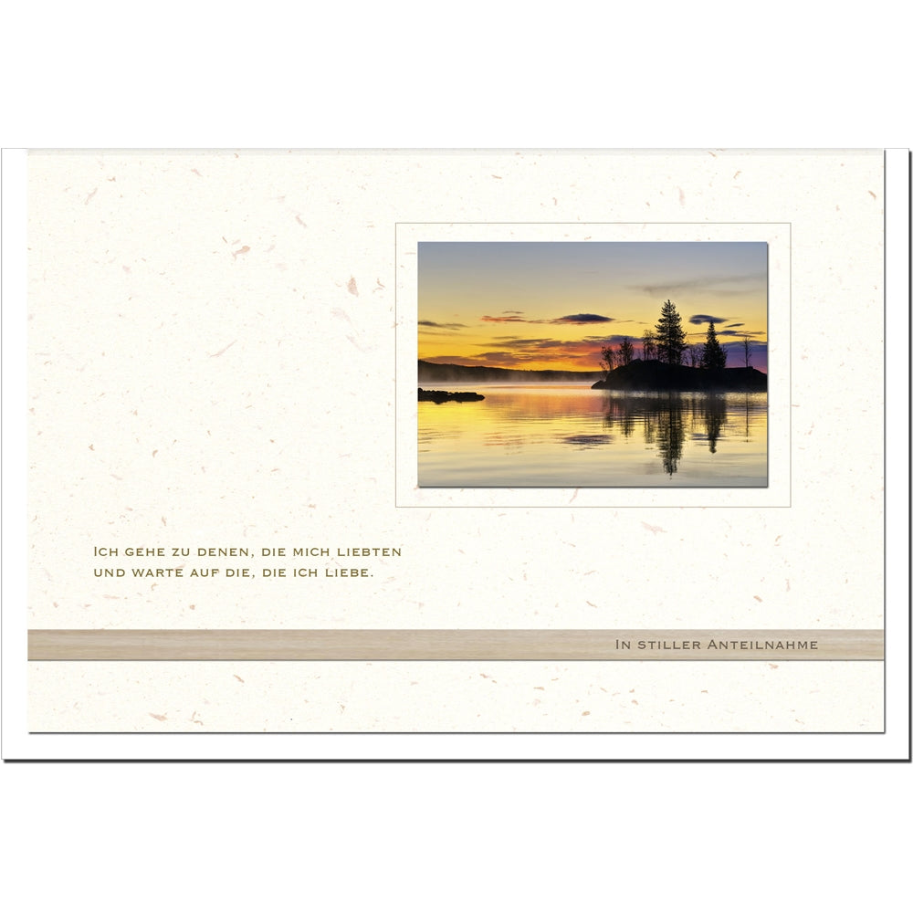 Trauerkarte WIEDERSEHEN - See im Sonnenuntergang - metALUm #00556