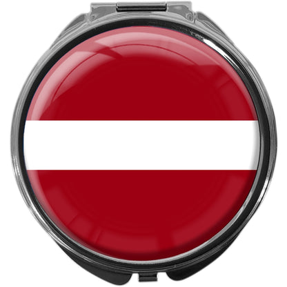 metALUm Pillendose mit Spiegel rund Metall 3 Fächer FLAGGE LETTLAND #0057