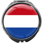 metALUm Pillendose mit Spiegel rund Metall 3 Fächer FLAGGE NIEDERLANDE #0049
