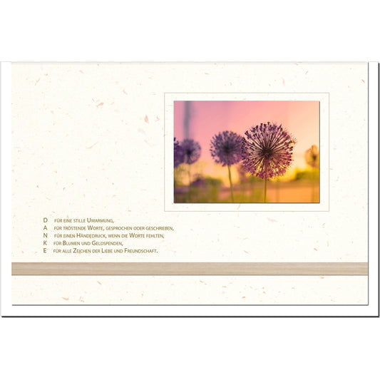 Trauer Danksagungskarten Motiv Blüten im 5er Set mit weißen Umschlägen
