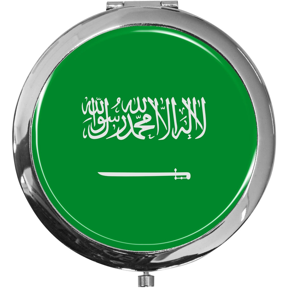 metALUm Taschenspiegel FLAGGE SAUDI ARABIEN mit 2 - facher Vergrößerung #77211B