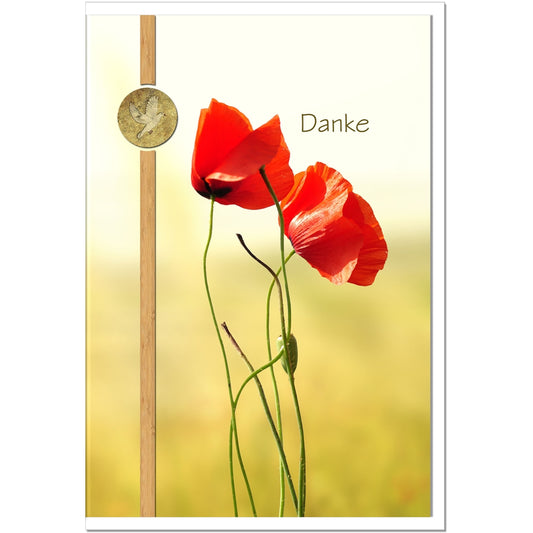 Trauer Danksagungskarten Motiv Mohn im Set mit weißen Umschlägen