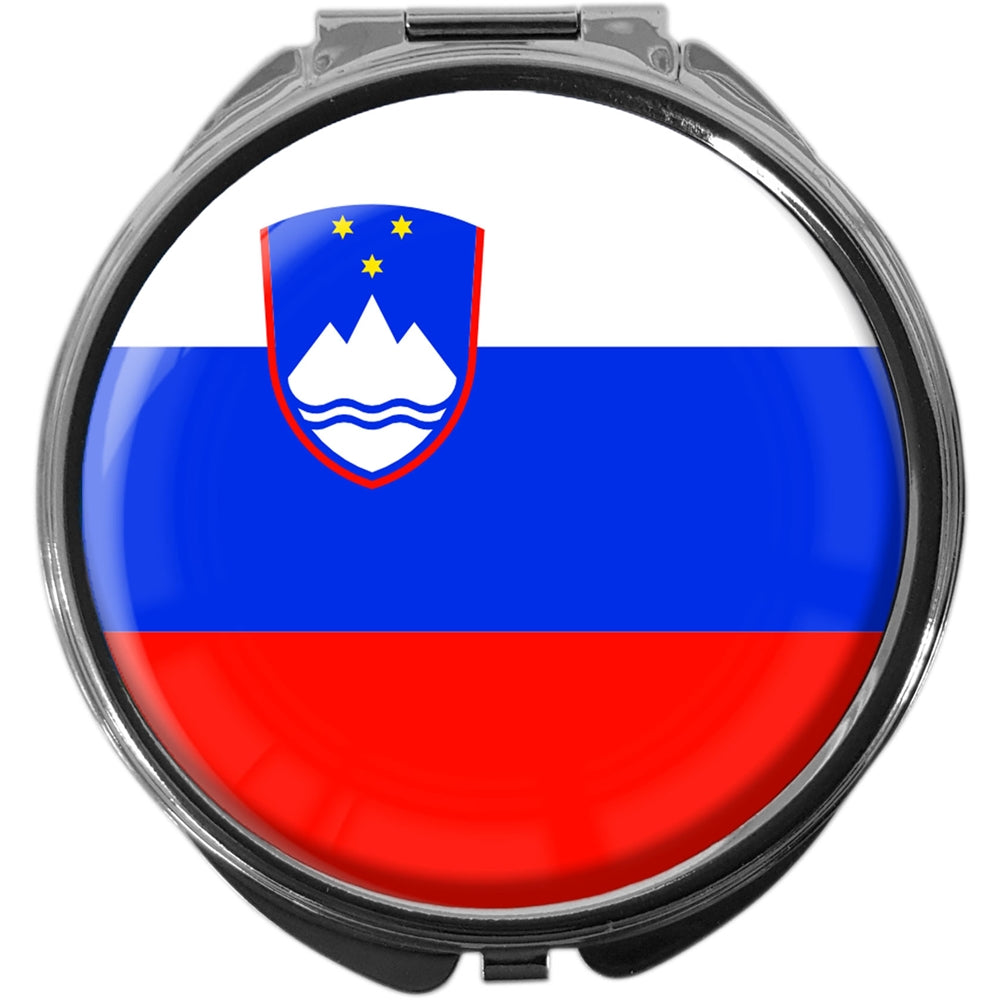metALUm Pillendose mit Spiegel rund Metall 3 Fächer FLAGGE SLOWENIEN #0064