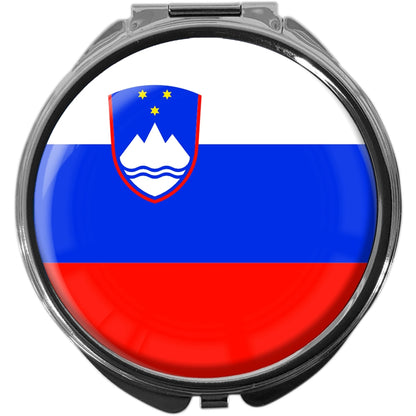 metALUm Pillendose mit Spiegel rund Metall 3 Fächer FLAGGE SLOWENIEN #0064