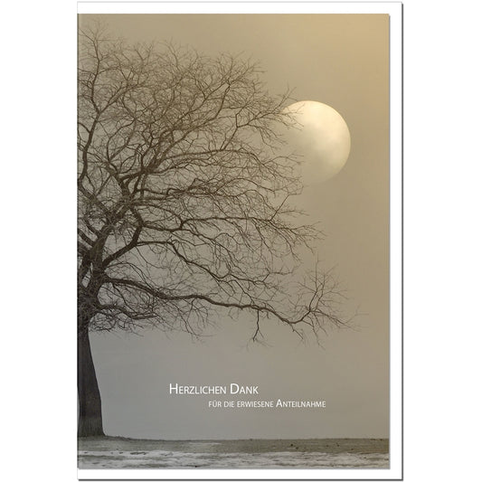 Trauer Danksagungskarten Motiv Winterbaum im 5er Set mit weißen Umschlägen