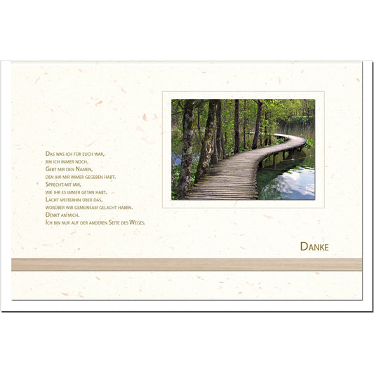 Trauer Danksagungskarten Motiv Steg am Waldsee im 5er Set mit weißen Umschlägen