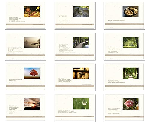 metALUm 12 einfühlsame, ausgefallene Trauerkarten Beileidskarten Kondolenzkarten im Set