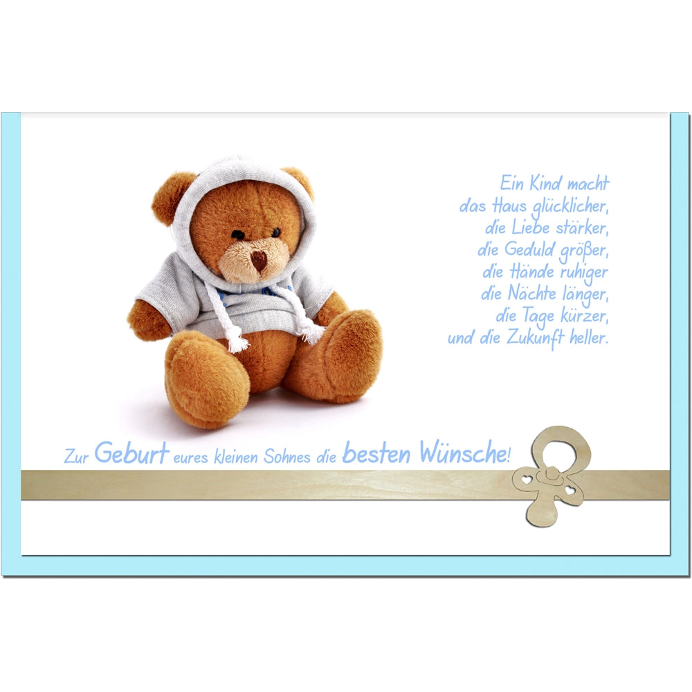 metALUm Karte zur Geburt eines Jungen TEDDYBÄR - 1205004S