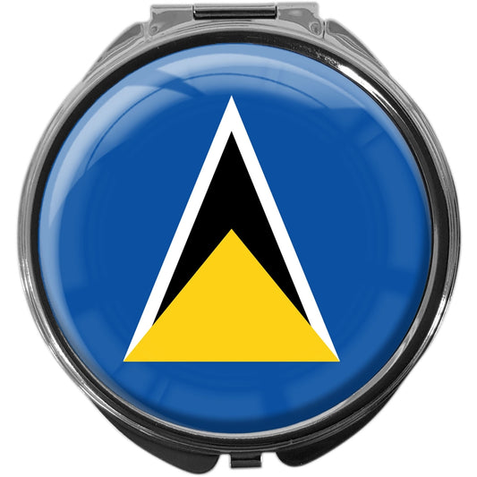 metALUm Pillendose mit Spiegel rund Metall 3 Fächer FLAGGE ST. LUCIA #0099