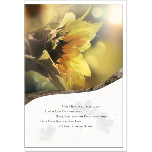 Trauerkarte ERLÖSUNG - Sonnenblume - metALUm # 3300018