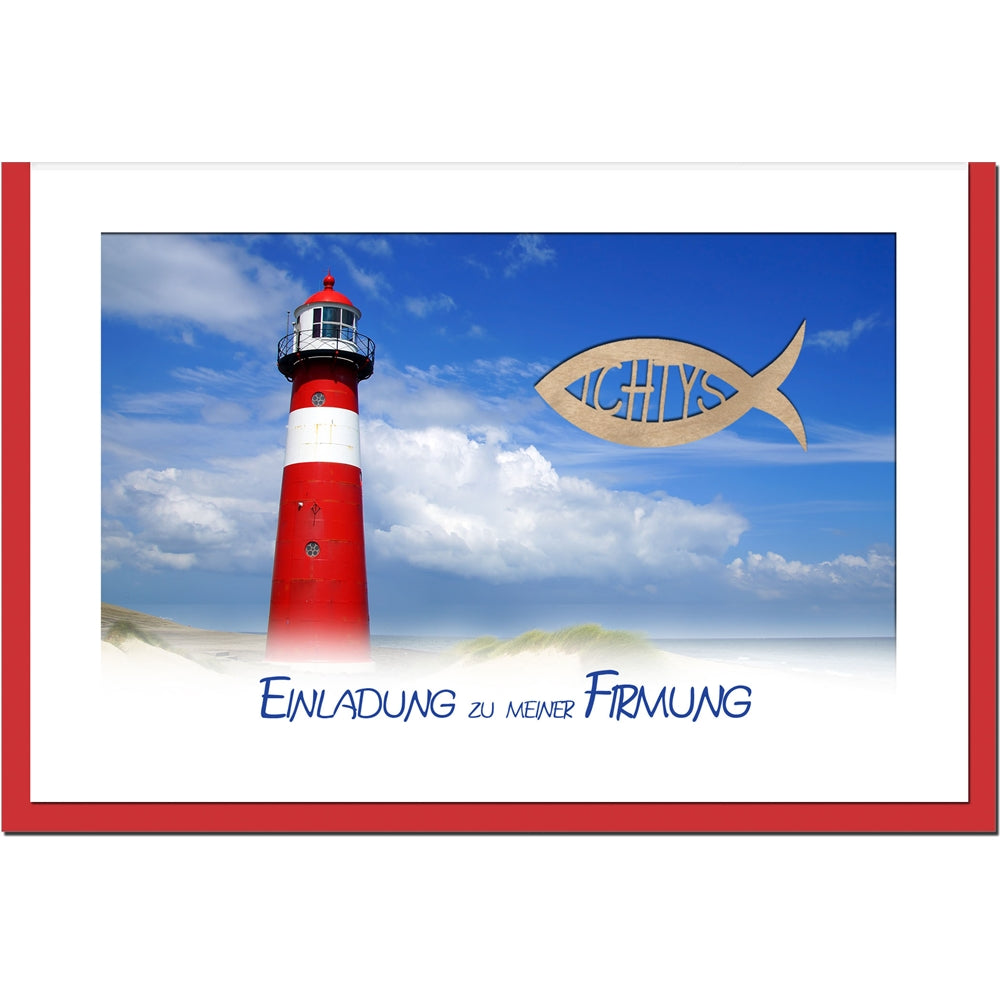 metALUm Einladungskarten im Set FIRMUNG - Leuchtturm