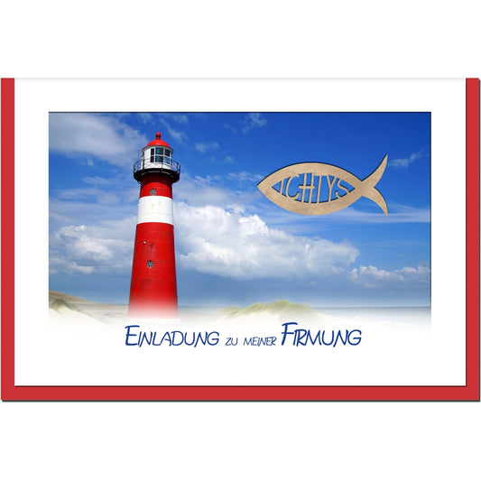 metALUm Einladungskarten im Set FIRMUNG - Leuchtturm