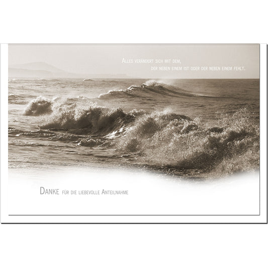 Trauer Danksagungskarten Motiv rauhes Meer im 5er Set mit weißen Umschlägen