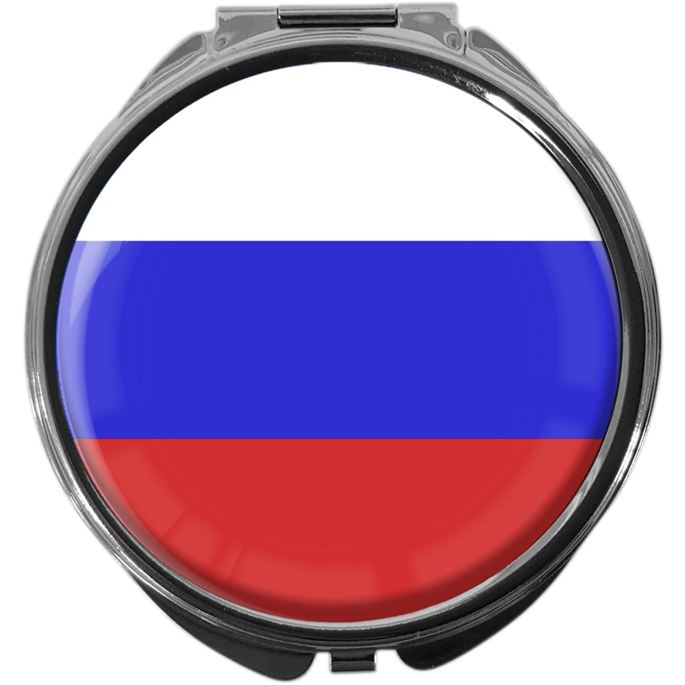 metALUm Pillendose mit Spiegel rund Metall 3 Fächer FLAGGE RUSSLAND #0040