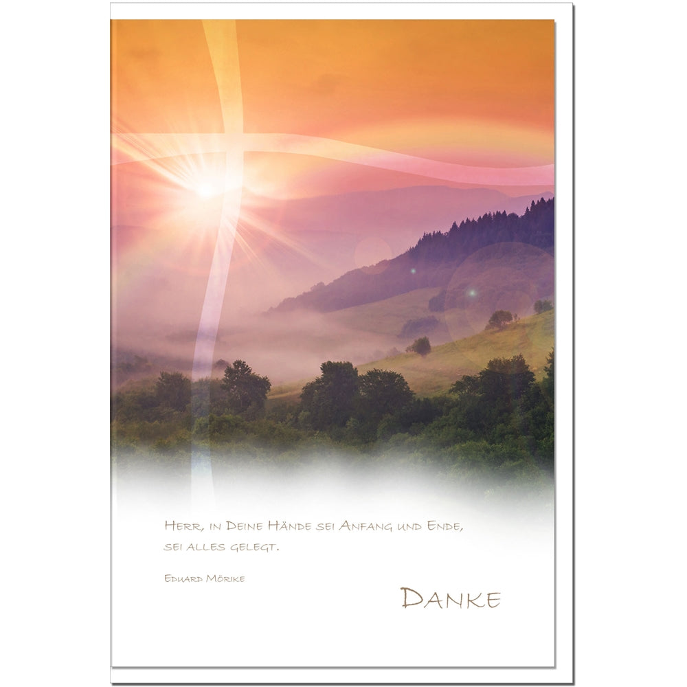 Trauer Danksagungskarten Motiv Fernes Land im 5er Set mit weißen Umschlägen