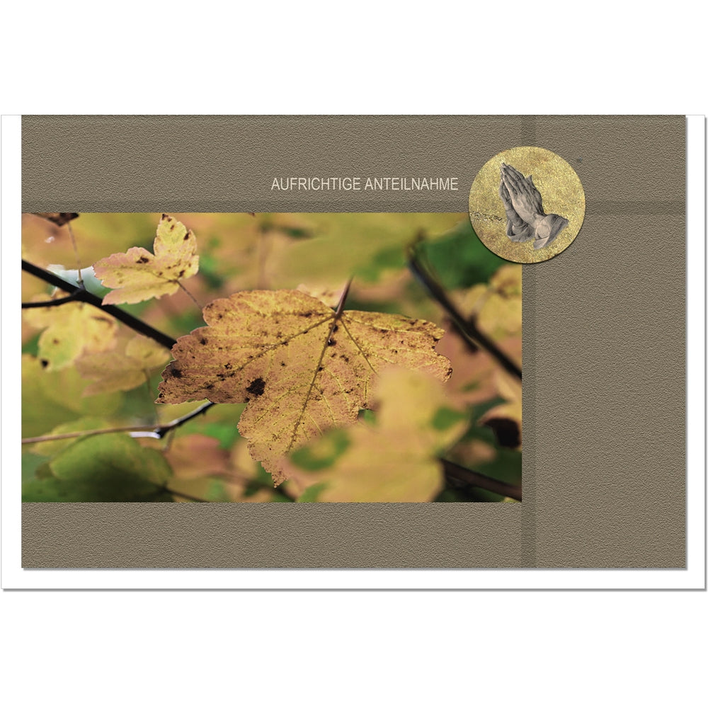 Trauerkarte Beileidskarte Kondolenzkarte Anteilnahme Stilles Gebet Herbstlaub