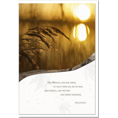 Trauerkarte GEDENKEN - Schilf im Sonnenuntergang - metALUm # 3300025