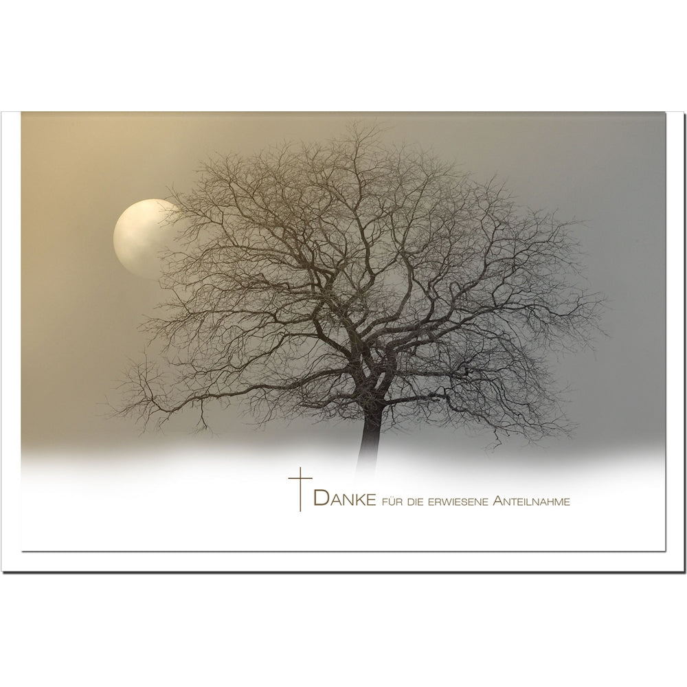 Trauer Danksagungskarten Motiv Baum im Winter im 5er Set mit weißen Umschlägen