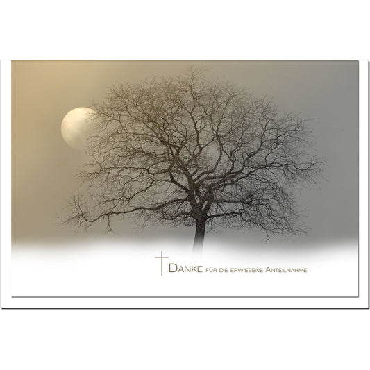 Trauer Danksagungskarten Motiv Baum im Winter im 5er Set mit weißen Umschlägen
