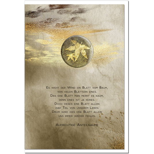Trauerkarte GEDENKEN - Gräser im Sonnenuntergang - metALUm # 1001143