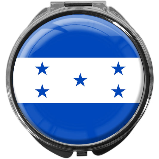metALUm Pillendose mit Spiegel rund Metall 3 Fächer FLAGGE HONDURAS #0090