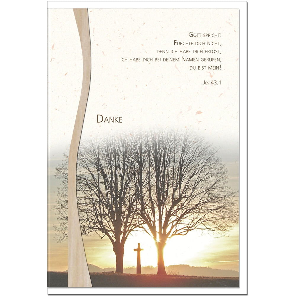 Trauer Danksagungskarten Kreuz und Sonnenuntergang 5er Set mit weißen Umschlägen