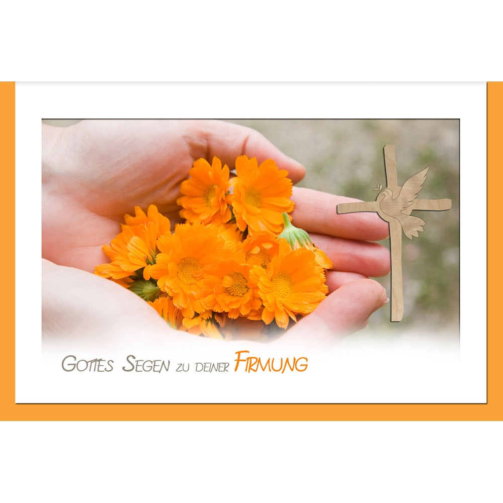 metALUm XXL Karte zur Firmung KINDERHÄNDE MIT BLÜTEN