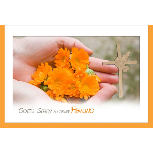 metALUm XXL Karte zur Firmung KINDERHÄNDE MIT BLÜTEN