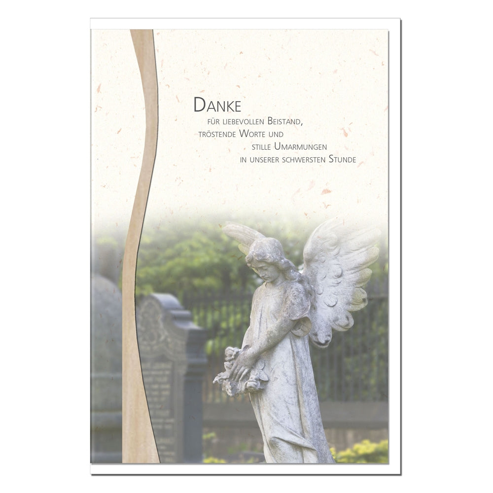 Trauer Danksagungskarten Motiv Engel im 5er Set mit weißen Umschlägen