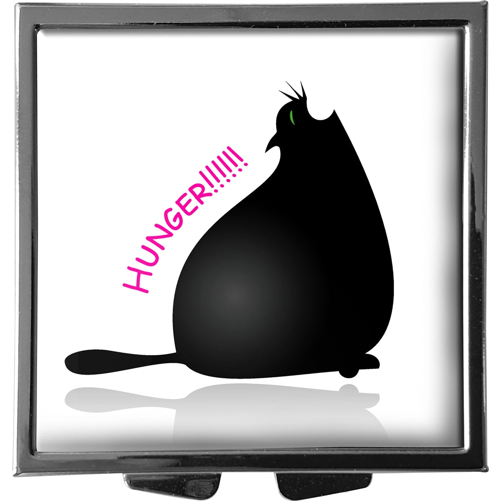 metALUm XXL Pillendose quadratisch 4 Fächer Katze #0003