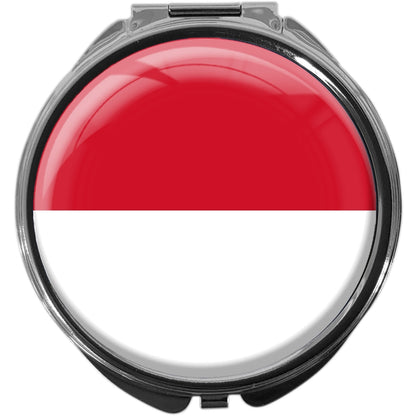 metALUm Pillendose mit Spiegel rund Metall 3 Fächer FLAGGE INDONESIEN #0104