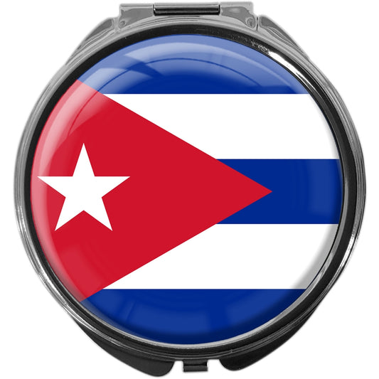 metALUm Pillendose mit Spiegel rund Metall 3 Fächer FLAGGE KUBA #0095